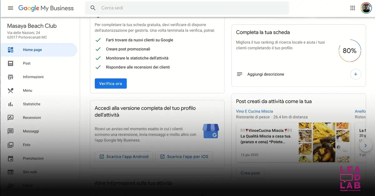 Come creare e gestire Google Business Profile - Lead lab